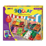 Amos i-Clay Modelling Clay Kit with 6 vibrant 18g pieces and 12 fruit crates for creative sculpture projects.