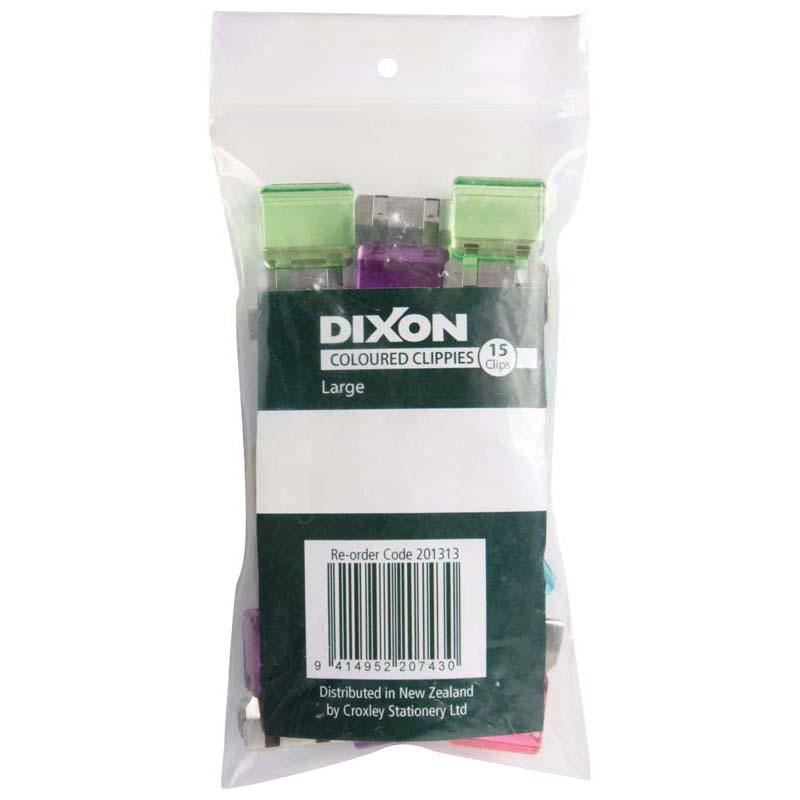 Vibrant Dixon Clippie large paper clips in assorted colors, ideal for organizing thick documents with style.