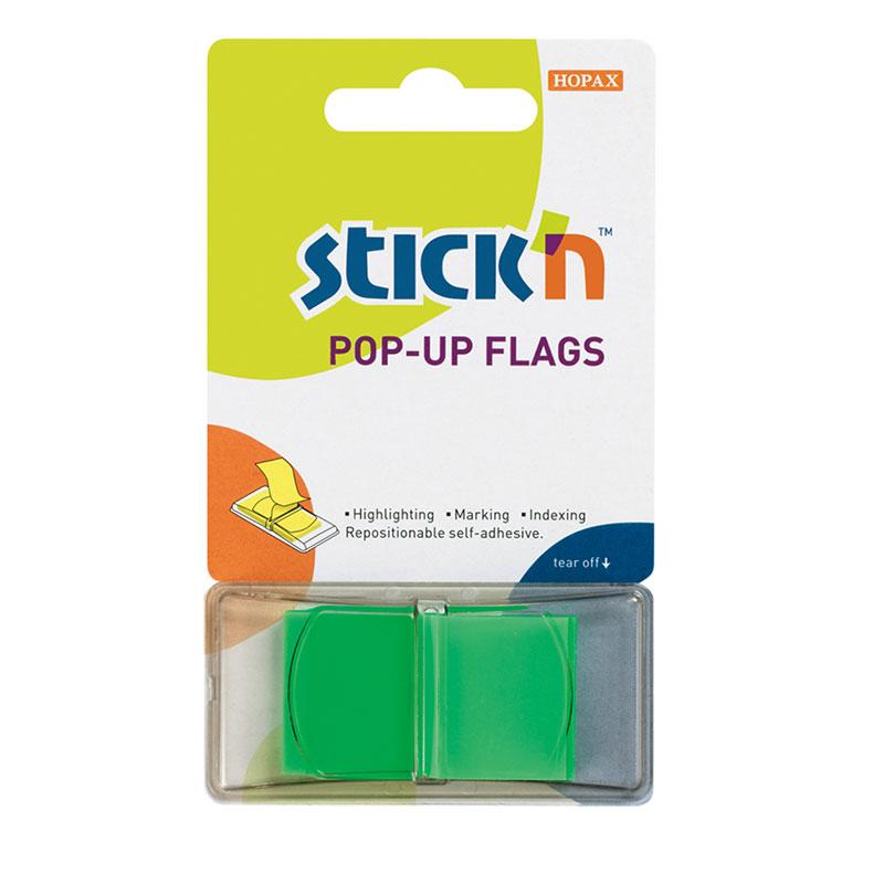 Green Neon pop-up flags, 45x25mm, 50 sheets for organizing documents and highlighting key points without residue.