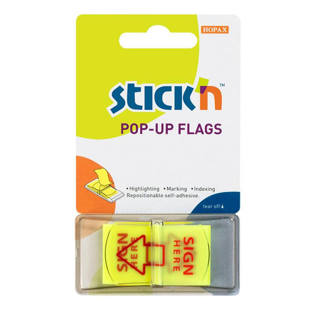 Bright yellow sticky flags for easy document marking, each 45x25mm, perfect for organization and notes. Pack of 50.