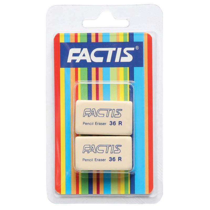 Factis 36R Twin Hangsell Pack erasers, premium rubber, non-toxic, precise and clean erasing for students and professionals.