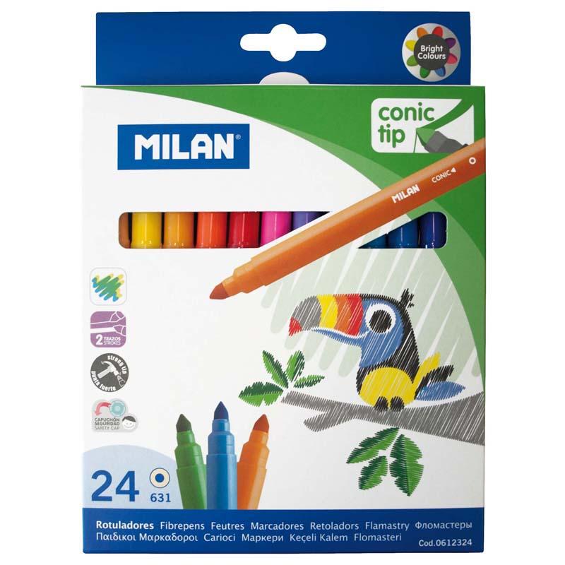 Milan Markers Conic Tip Pack 24 Assorted Colours