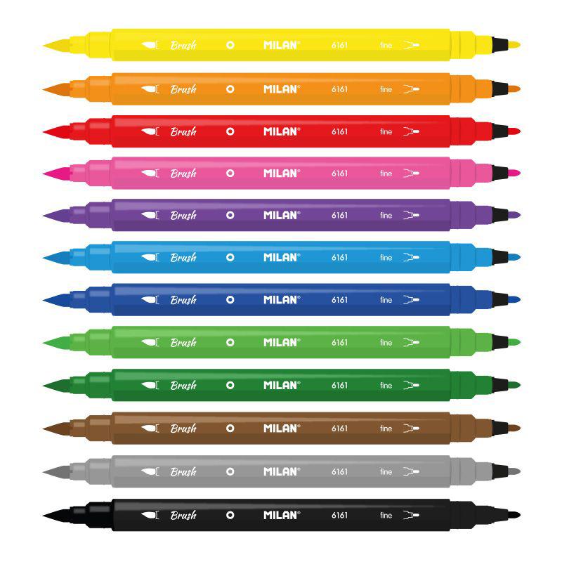 Milan Markers Fibre Tip Double Ended Metal Box Pack 12