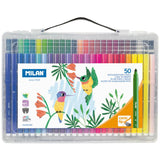 Milan Conic Tip Fibre Pens Hard Case Assorted Pack 50