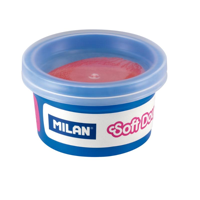 Milan Soft Dough set with 16 vibrant 30g cans, featuring basic, neon, and glitter colors for creative modeling fun.