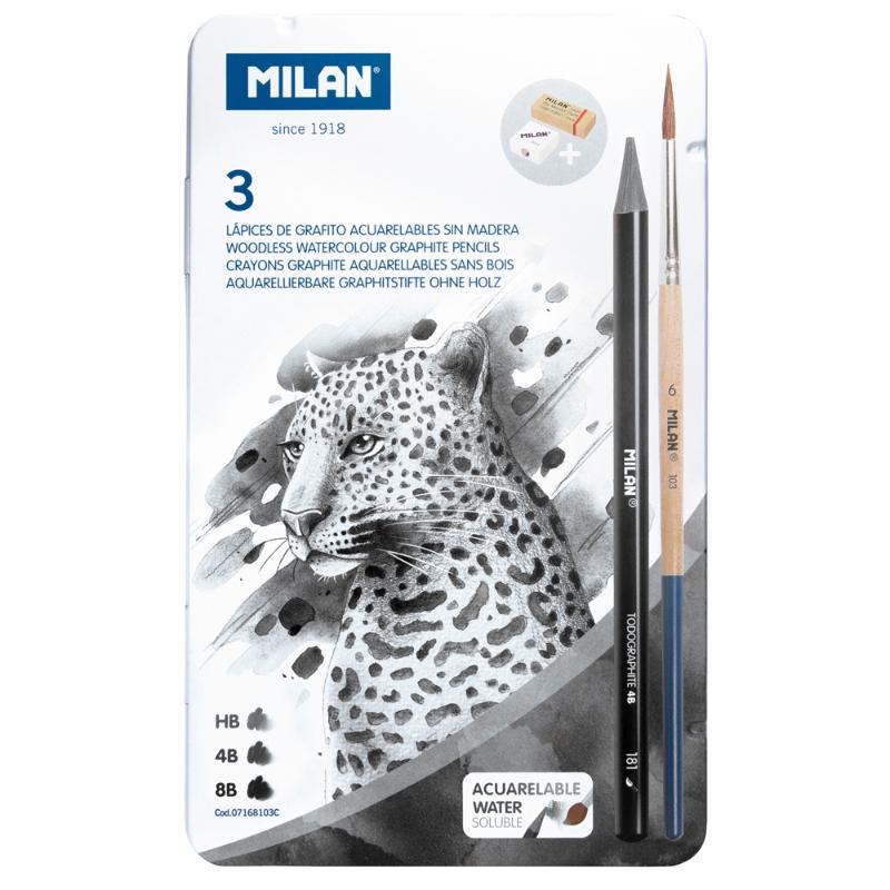 Milan Water Soluble Wood Free Graphite Pencils Set 6 Pieces