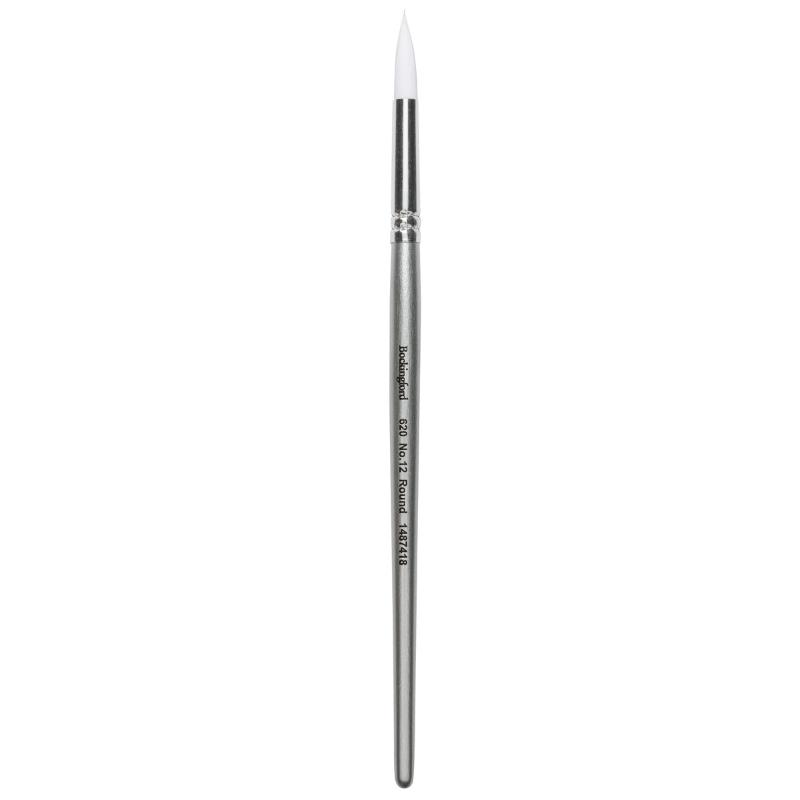 Bockingford Taklon White Round Brush Size 12 for precise application in oils, acrylics, and watercolors.