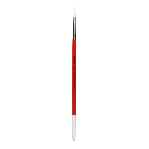 Bockingford Taklon Round Paint Brush Size 4 with white bristles, perfect for precision in various painting media.