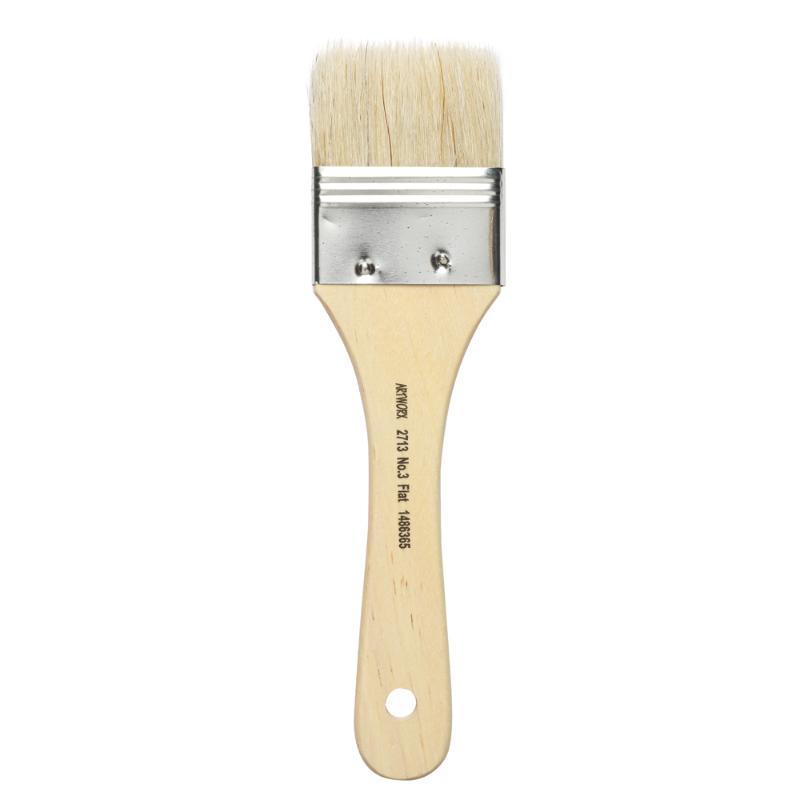 Artworx Paint Brush 2713 Flat Size 3 (50mm) with hog hair bristles for smooth application and large area coverage.