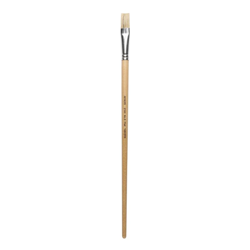 Artworx 2160 Flat Paint Brush, Size 8 (14mm), features hog hair bristles for smooth coverage in various paint mediums.