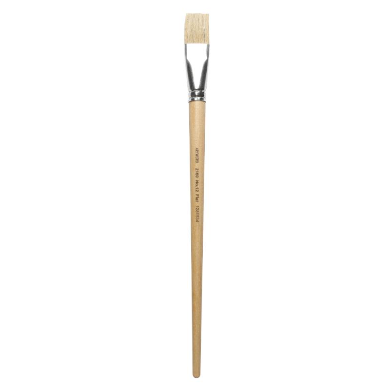 Artworx Paint Brush 2160 Flat, 24mm hog hair bristles for smooth strokes and versatile painting in various media.