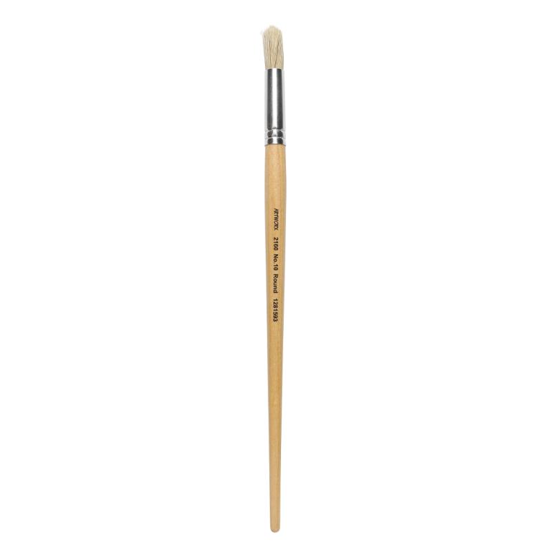 Artworx Paint Brush 2160 Round Size 10 with premium hog hair bristles for versatile and precise painting.