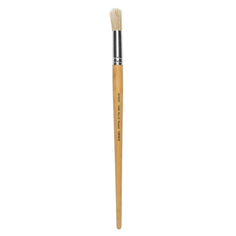 Artworx 2160 Round Paint Brush Size 12 with durable hog hair bristles and ergonomic wood handle for versatile painting.