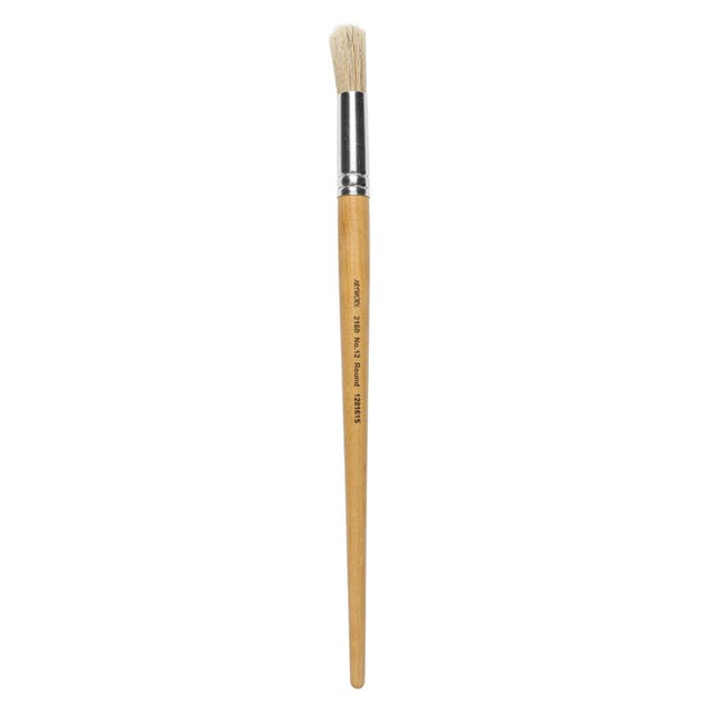 Artworx 2160 Round Paint Brush Size 12 with durable hog hair bristles and ergonomic wood handle for versatile painting.