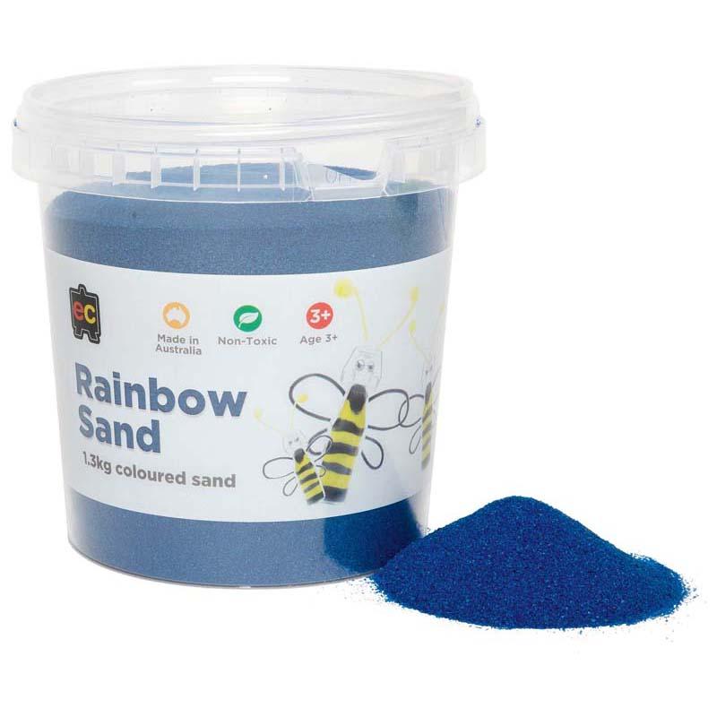 1.3kg of non-toxic blue rainbow sand, perfect for crafting and sensory play for all ages.