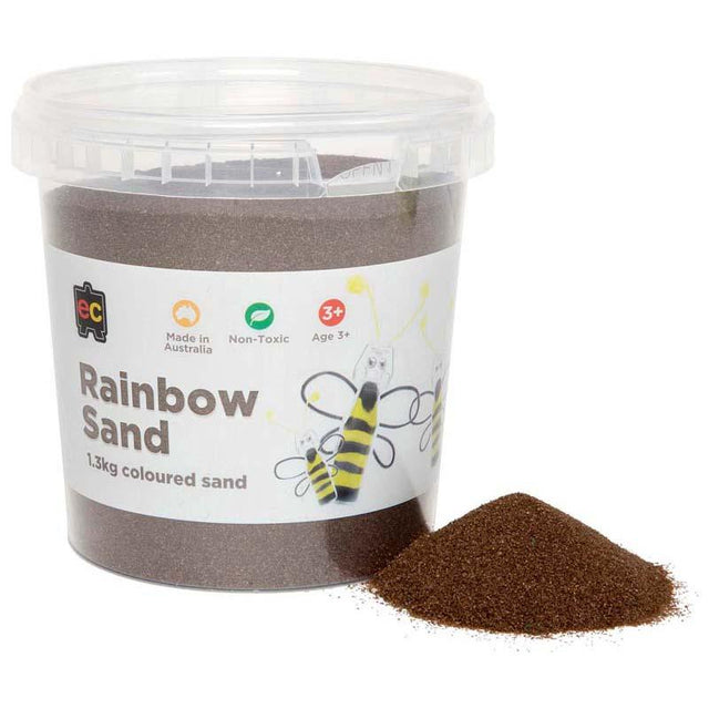 Brown EC Rainbow Sand 1.3kg, ideal for crafting, sensory play, and artistic projects, non-toxic and easy to clean.