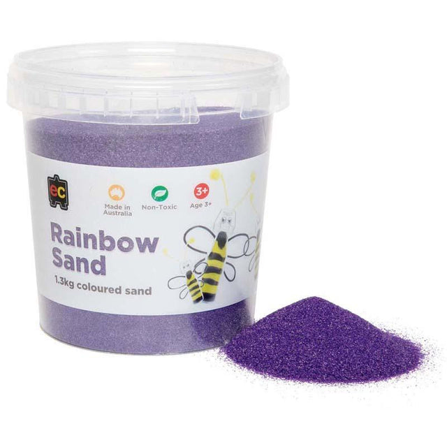 Vibrant 1.3kg purple EC Rainbow Sand ideal for sensory play, crafts, and creativity for kids and adults.