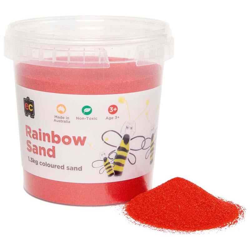 Vibrant 1.3kg red colored sand for art, sensory play, and creative projects, perfect for kids and adults.