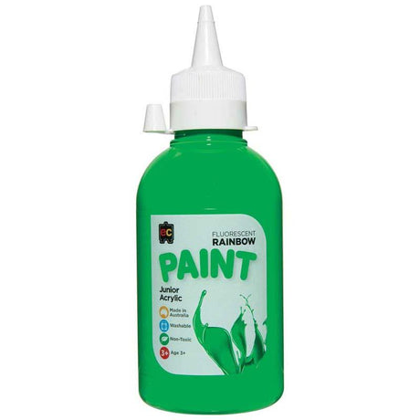 Vibrant EC Paint Rainbow Fluoro Green 250ml, perfect for eye-catching art, crafts, and eco-conscious projects.