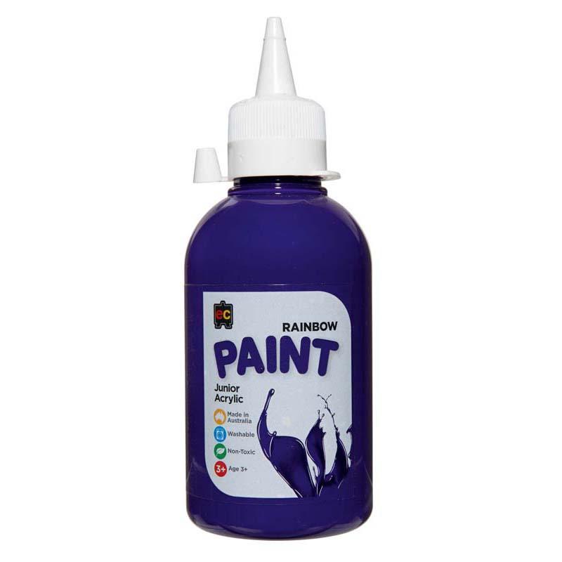 Vibrant 250ml EC Paint Rainbow Acrylic Purple, ideal for various surfaces, safe for all ages, and eco-friendly.