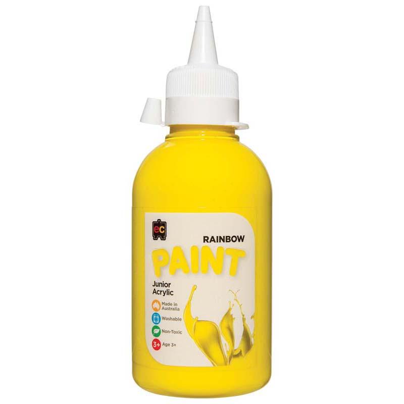 Vibrant EC Paint Rainbow Acrylic Brilliant Yellow 250ml, perfect for creative projects, non-toxic and fast-drying.