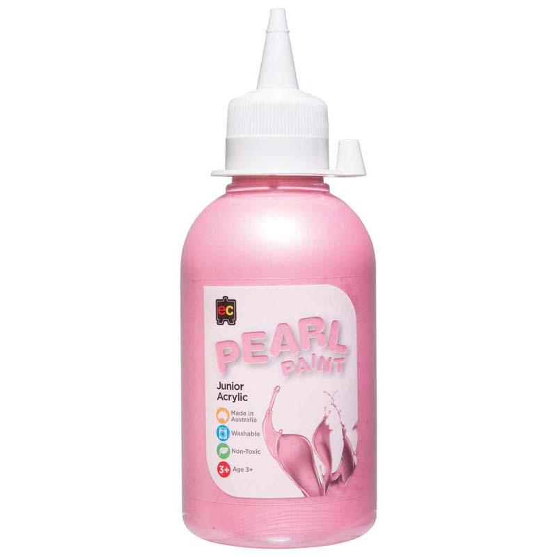 EC Paint Pearl Acrylic Pink 250ml, vibrant non-toxic pearlescent paint ideal for kids' art projects and eco-friendly use.