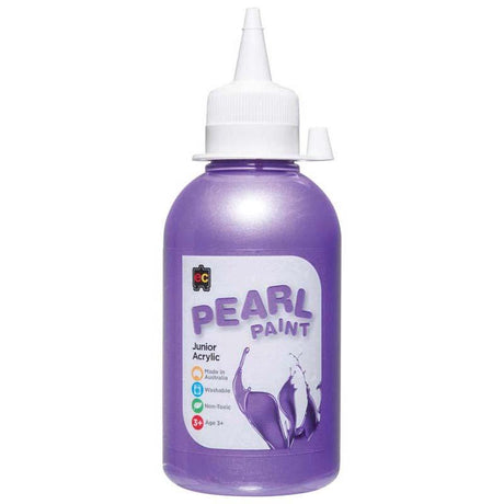 Pearlescent violet acrylic paint in a 250ml bottle, perfect for creative projects and non-toxic art applications.