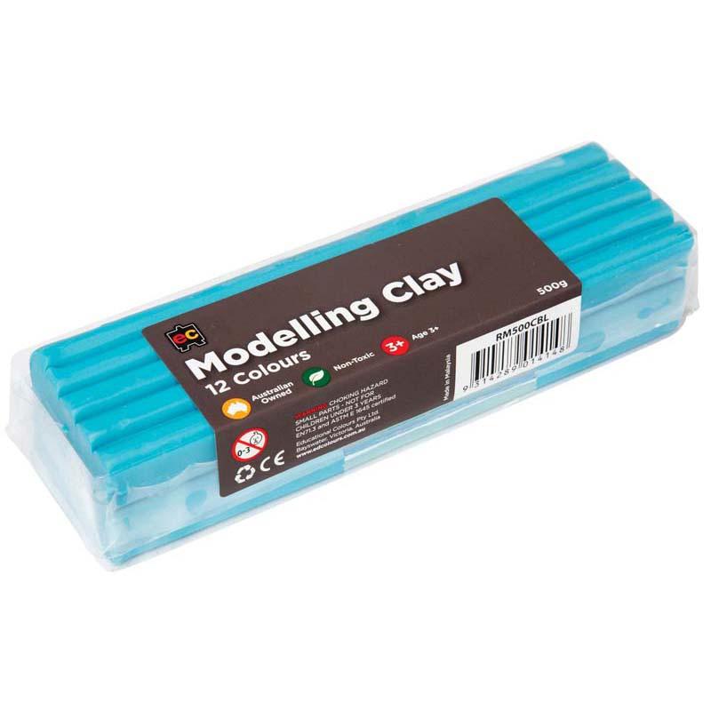 Sky blue EC Modelling Clay 500g, soft and pliable for easy sculpting, non-toxic and reusable for safe creative projects.