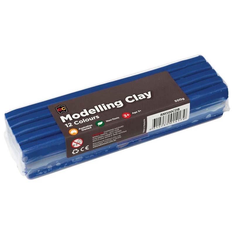 500g EC Modelling Clay in dark blue, smooth and pliable, perfect for artists and crafters of all ages.