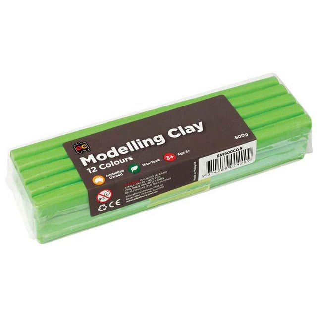 Light green EC Modelling Clay, 500g, soft, pliable, non-toxic, perfect for creative projects and safe for kids.