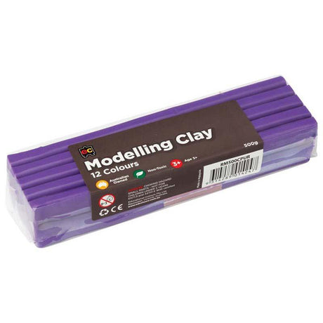 Vibrant purple EC Modelling Clay 500gm, soft and pliable for easy sculpting, perfect for artists and DIY enthusiasts.