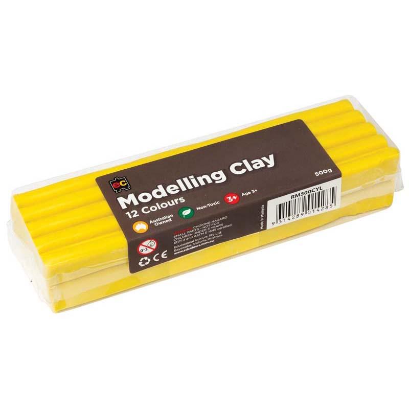 Vibrant yellow 500g modelling clay perfect for crafting, safe for kids, reusable, and ideal for all artistic projects.