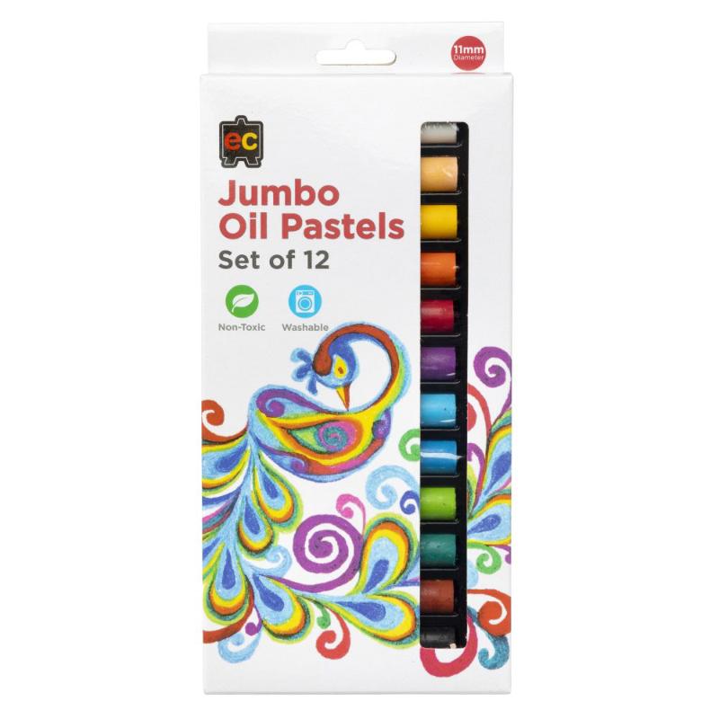 EC Pastels Jumbo 12 Pack: vibrant, non-toxic oil pastels for artists, perfect for blending and creative projects.