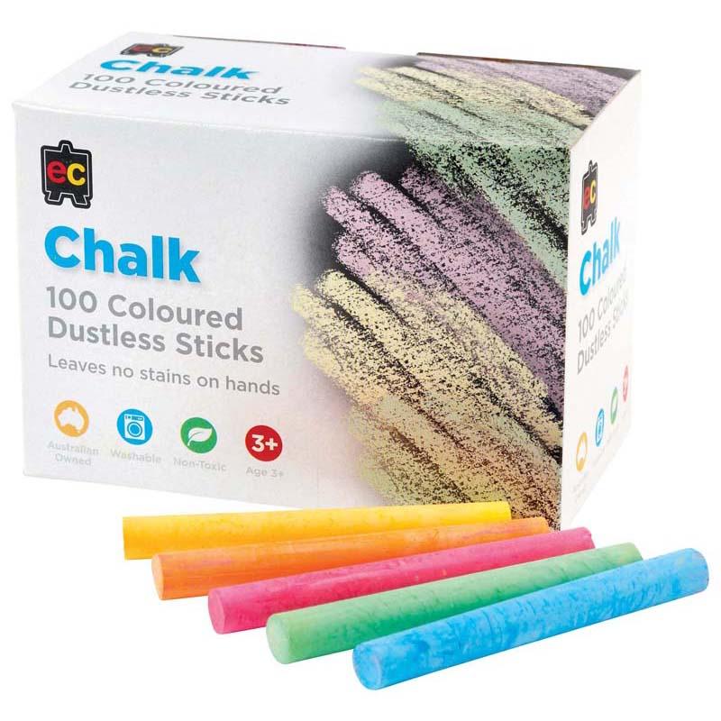 EC Dustless Chalk Coloured Box 100