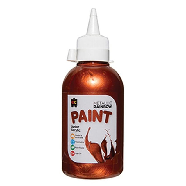 250 ml bottle of EC Rainbow Acrylic Paint in Copper, non-toxic and versatile for all artistic projects and techniques.