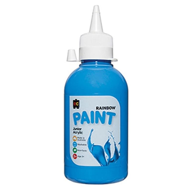 EC Rainbow Sky Blue Acrylic Paint in a 250 ml bottle, perfect for vibrant art projects and safe for kids.