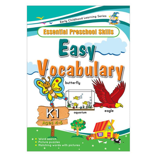 Greenhill Activity Book for ages 4-6, featuring fun activities to enhance vocabulary, reading skills, and cognitive development.