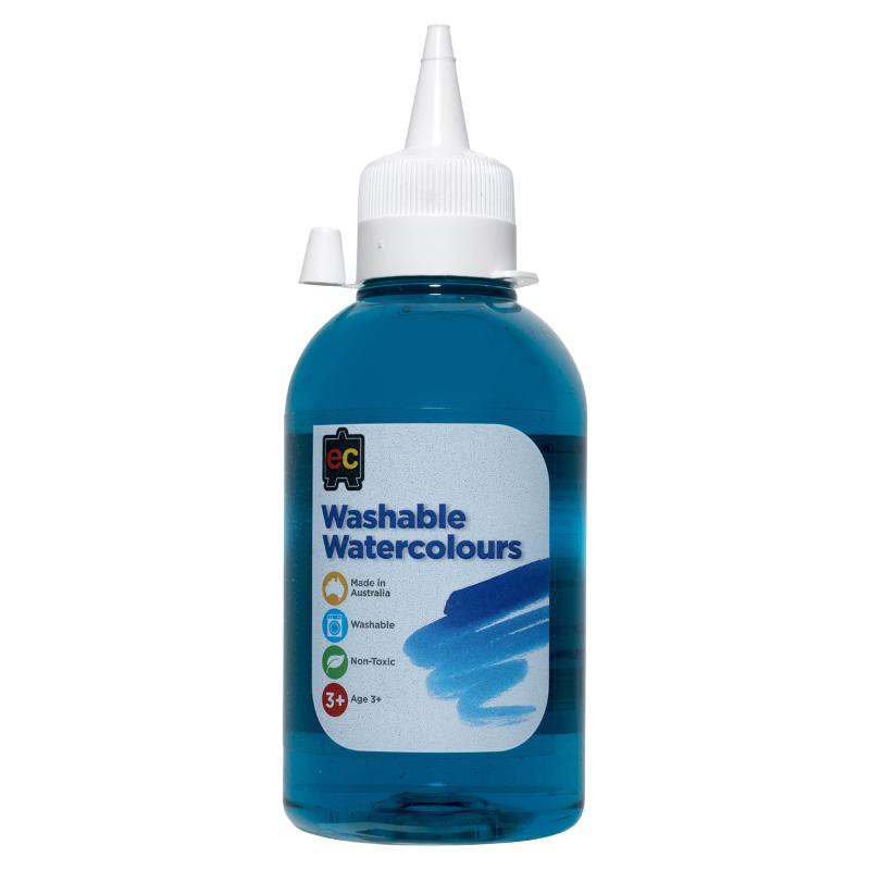 250ml bottle of EC Paint washable watercolours in vibrant turquoise for versatile art projects and easy cleanup.