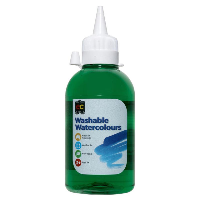 250ml bottle of EC Paint washable green watercolours, perfect for artists of all ages with a rich, vibrant hue.