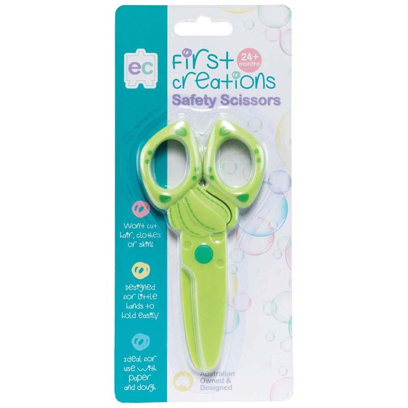 Child-safe EC First Creations Safety Scissors with blunted ends for preschoolers, ideal for safe crafting and creativity.