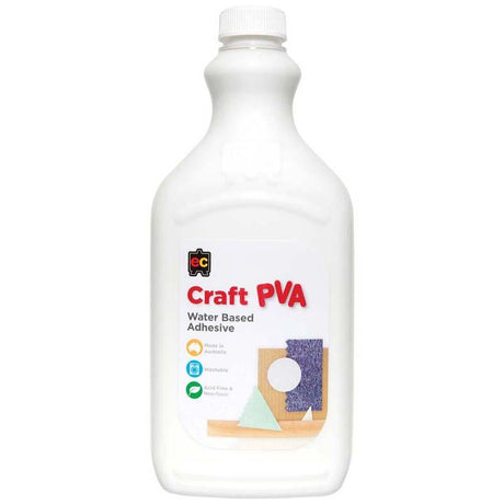 2L bottle of eco-friendly, non-toxic PVA glue for versatile arts and crafts, perfect for kids and adults.