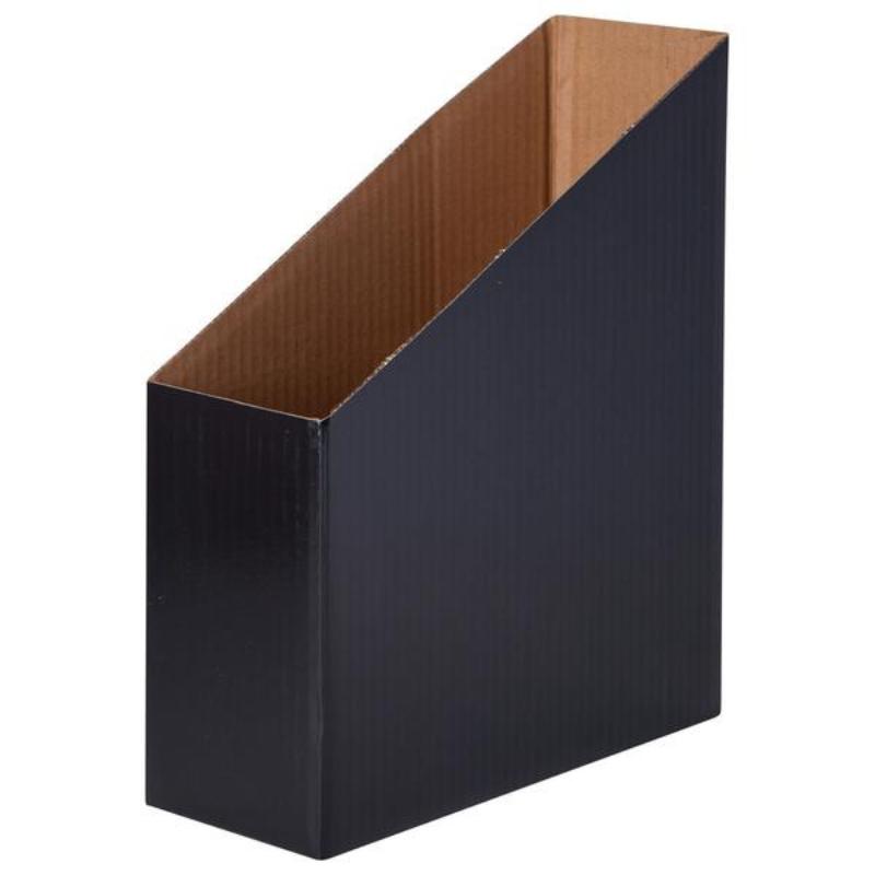 Pack of 5 sleek black magazine storage boxes for efficient organization in home, office, or classroom settings.