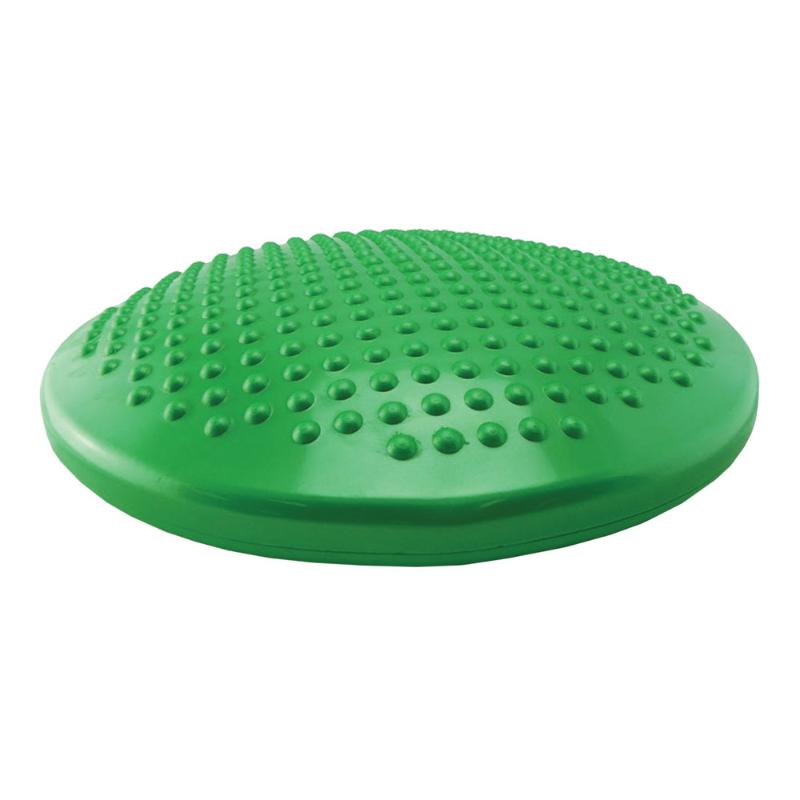Bright green inflatable Wriggle Cushion for active sitting, promoting focus and core engagement for kids.