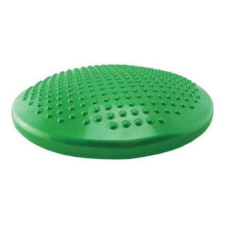 Bright green inflatable Wriggle Cushion for active sitting, promoting focus and core engagement for kids.