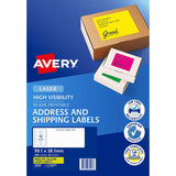 Avery Shipping Label L7163FY Flo Yellow Laser 99.1x38.1mm 14up 25 Sheets