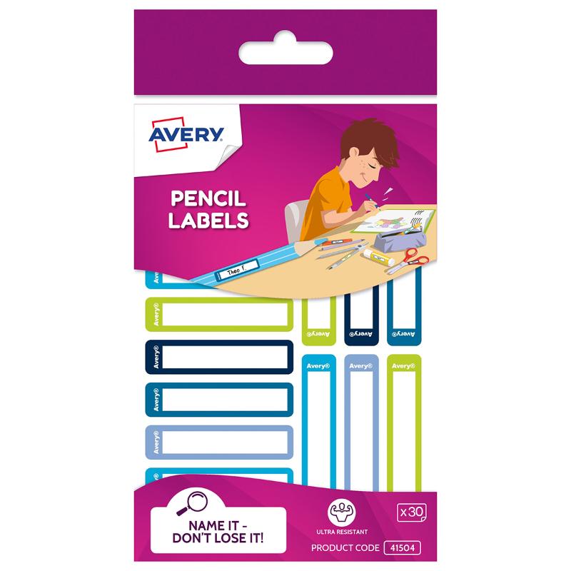 Avery Kids Pencil Labels Blue/Green 30 Pack