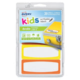 Avery Label Kids Durable Orange Yellow Neon Border 89x32mm 4up 5 Sheets