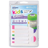 Avery Label Kids Self Laminating Bright Assorted Size And Shape 12up 4 Sheets