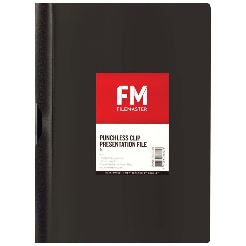 FM Clipfile Punchless Black A4 3mm Polyprop