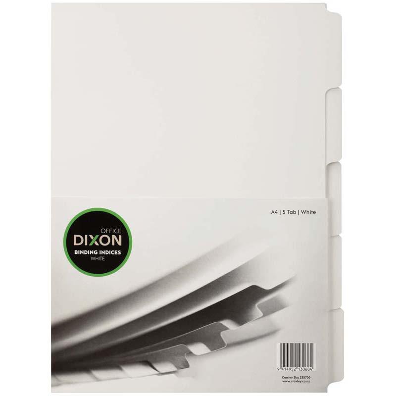 Dixon Binding Indices A4 White 5 Tab